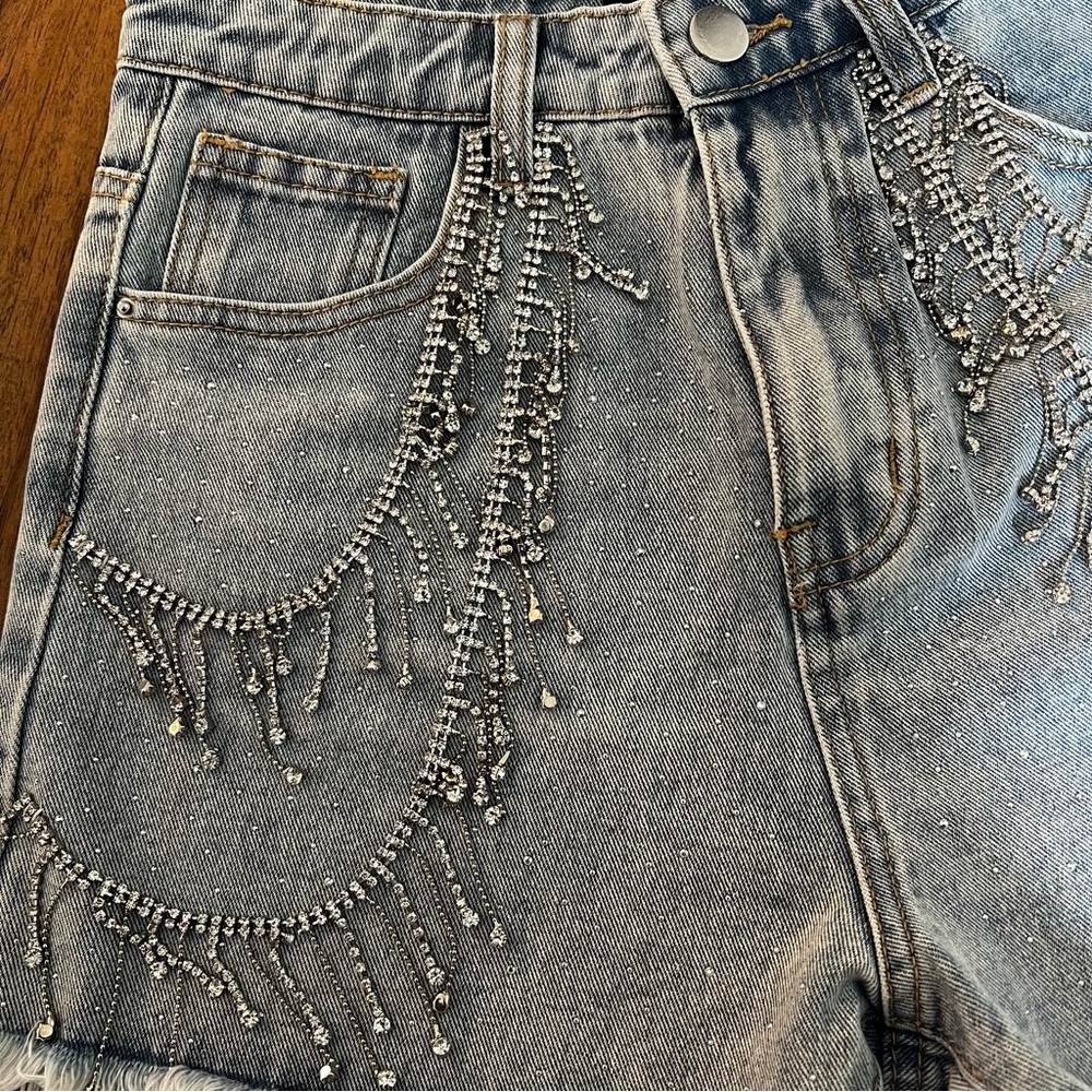Ultra High Rise Rhinestone Fringe Short - Picture 5 of 7